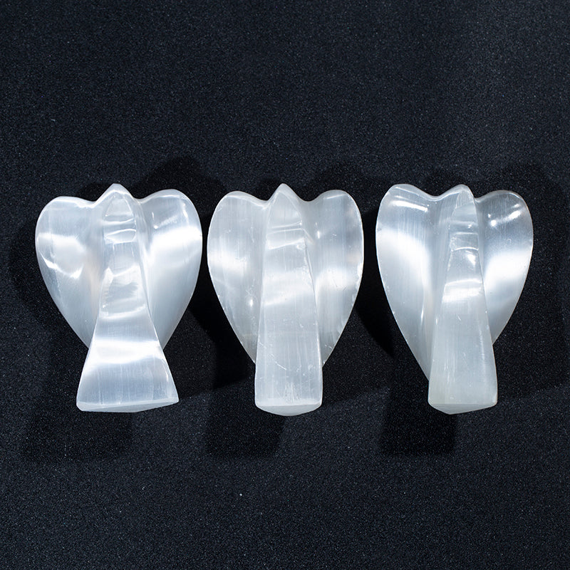 White selenite plaster crystal engraving angel