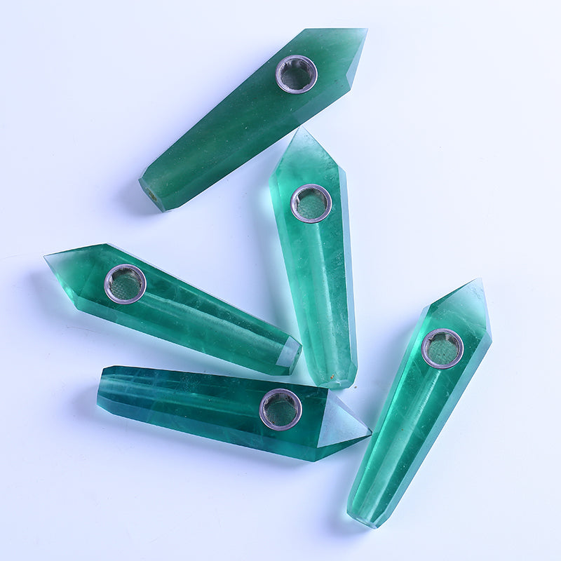 Green fluorite crystal smoking pipe
