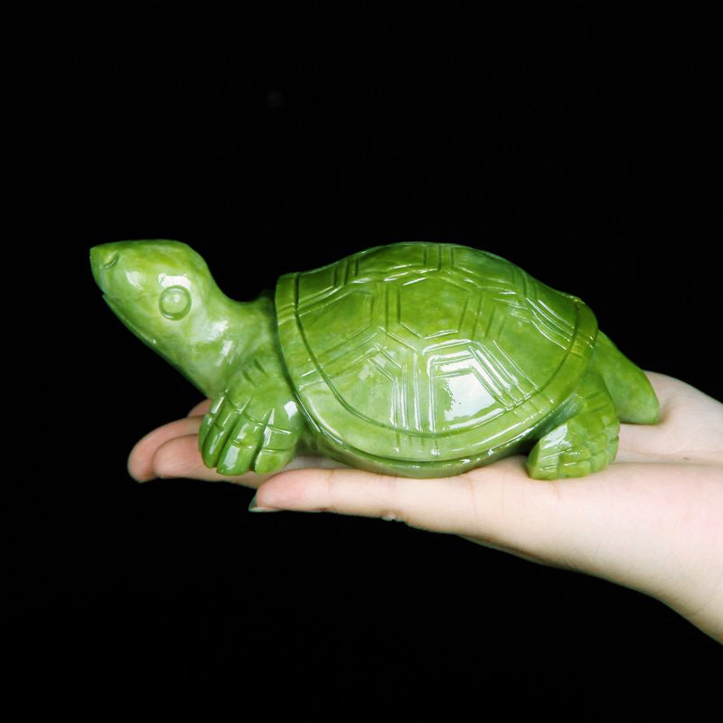Oriental natural jade carving tortoise town house to ward off evil spirits