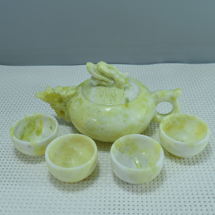 Oriental Xiuyu ornament Xiuyu tea set ornament natural Liaoning Xiuyan Jade tea set wine set ornament household goods