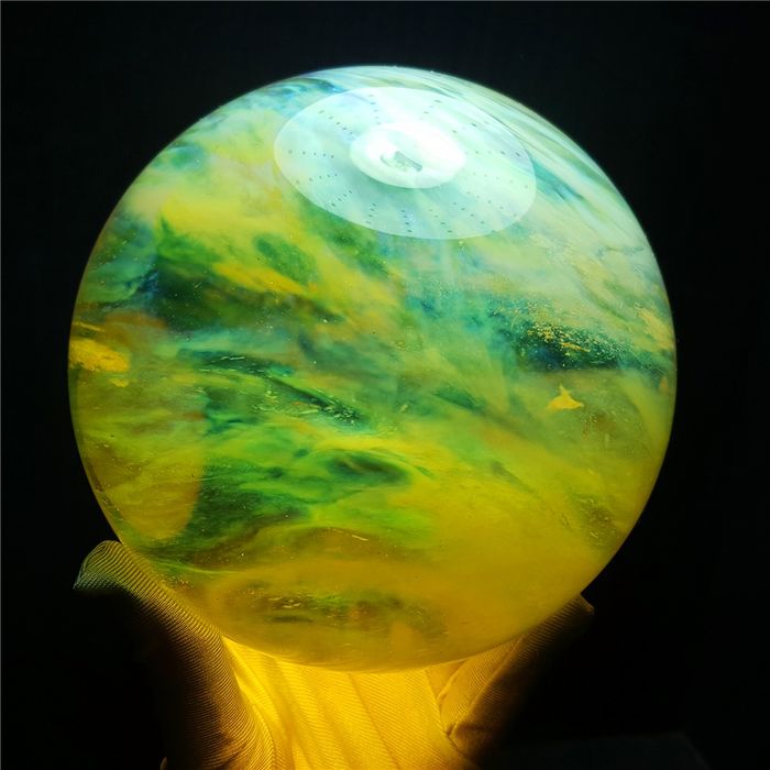 Yellow Smelting Stone Crystal Quartz Sphere