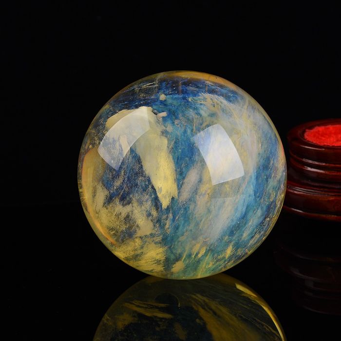 Esfera de cuarzo de cristal de piedra de fundición amarilla