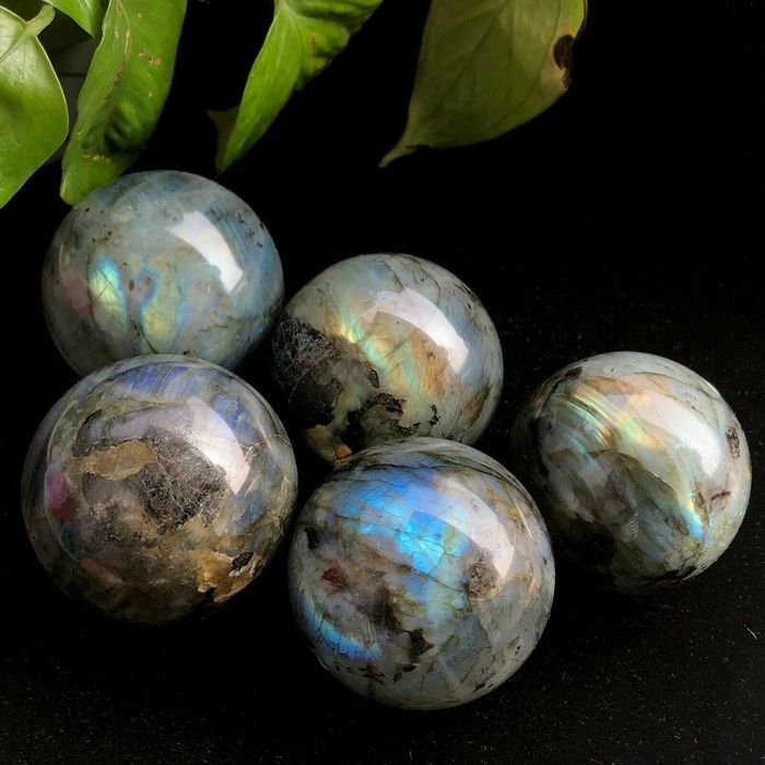 1 pieza de labradorita Natural, esfera de roca, bola de cristal de cuarzo, curación