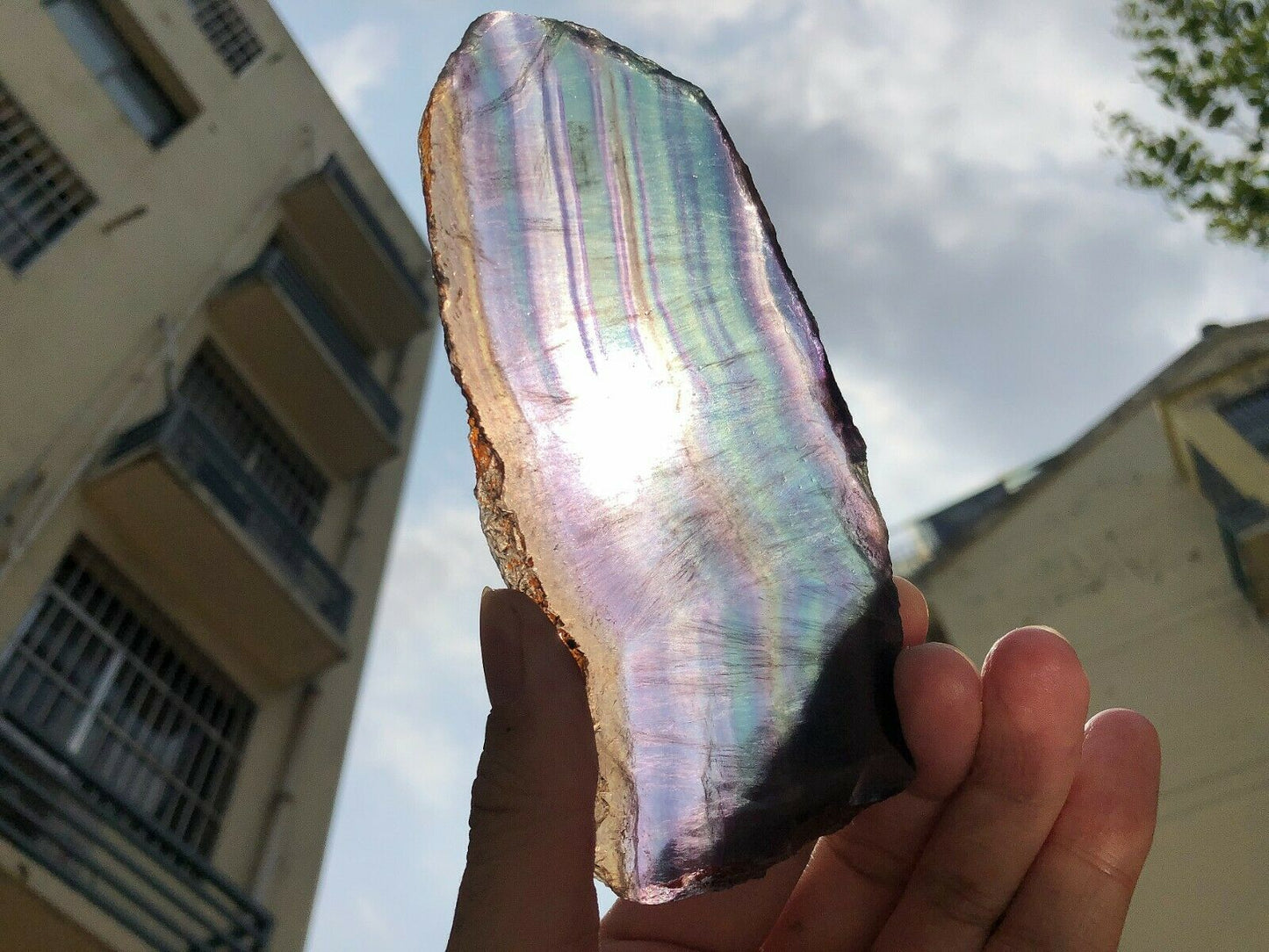 230G Natural multicolor fluorite crystal original stone specimens