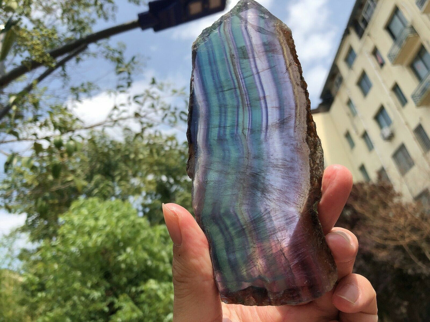 230G Natural multicolor fluorite crystal original stone specimens