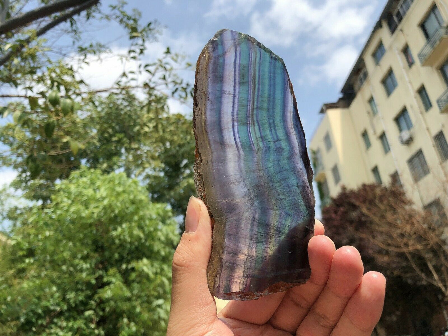 230G Natural multicolor fluorite crystal original stone specimens