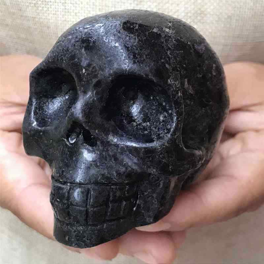 0.41kg Natural black jade quartz skull carved Quartz Crystal skull Healing