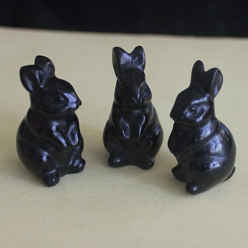 Carved gemstone crystal rabbit bunny figurine animal carving home decor 1.5&apos;&apos;