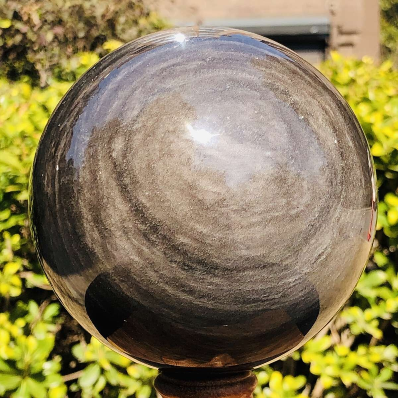 1740G HUGE Natural Silver Obsidian Sphere Crystal quartz Ball Healing 783
