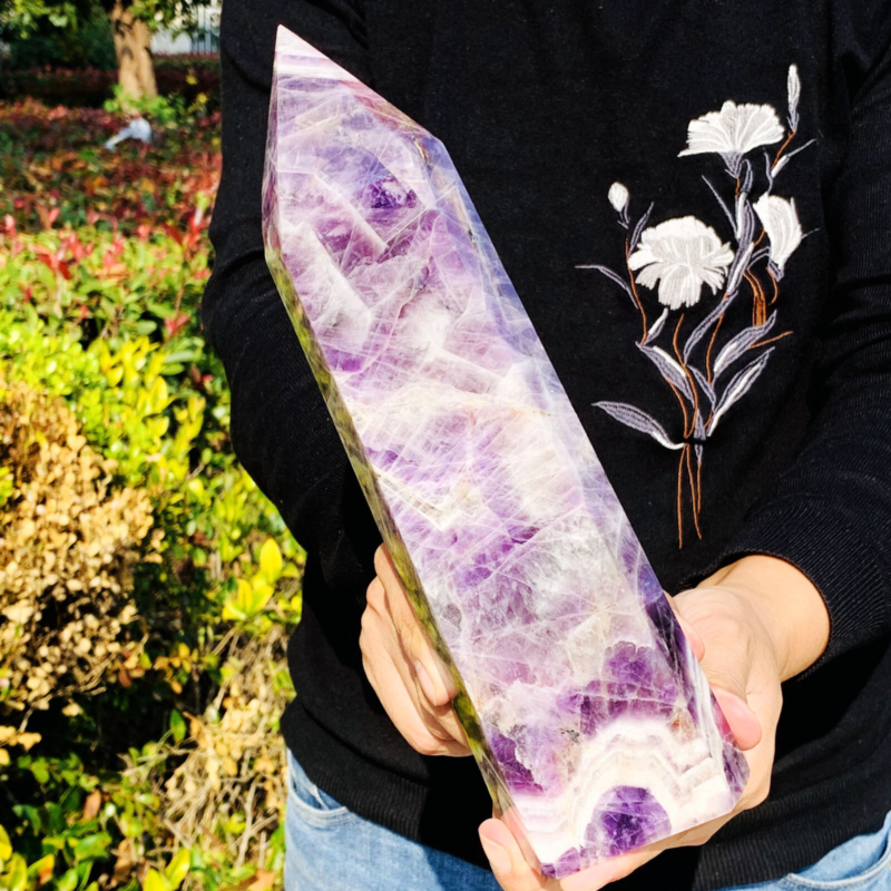 4.26LB Natural Dream Amethyst Quartz Crystal Obelisk Wand Point Healing Stone