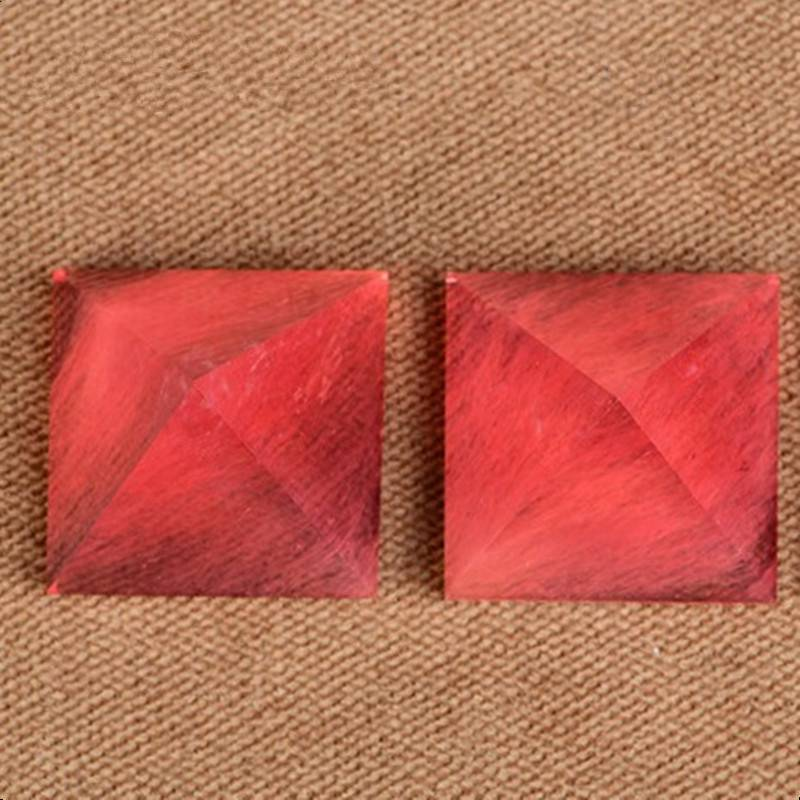 Natural Red Smelting Gemstone Pyramid Energy Quartz Crystal Tower Gem Healing