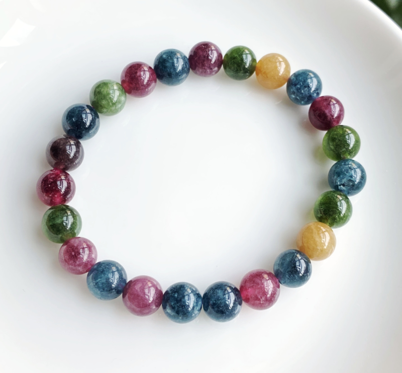 8.3mm2Natural Color Tourmaline Crystal Women's Beads BraceletAAA