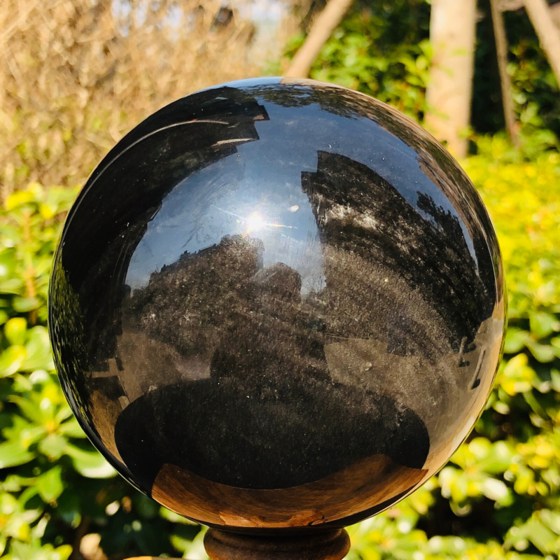 1380g Natural Silver Obsidian Quartz Crystal Ball Sphere Healing HH318