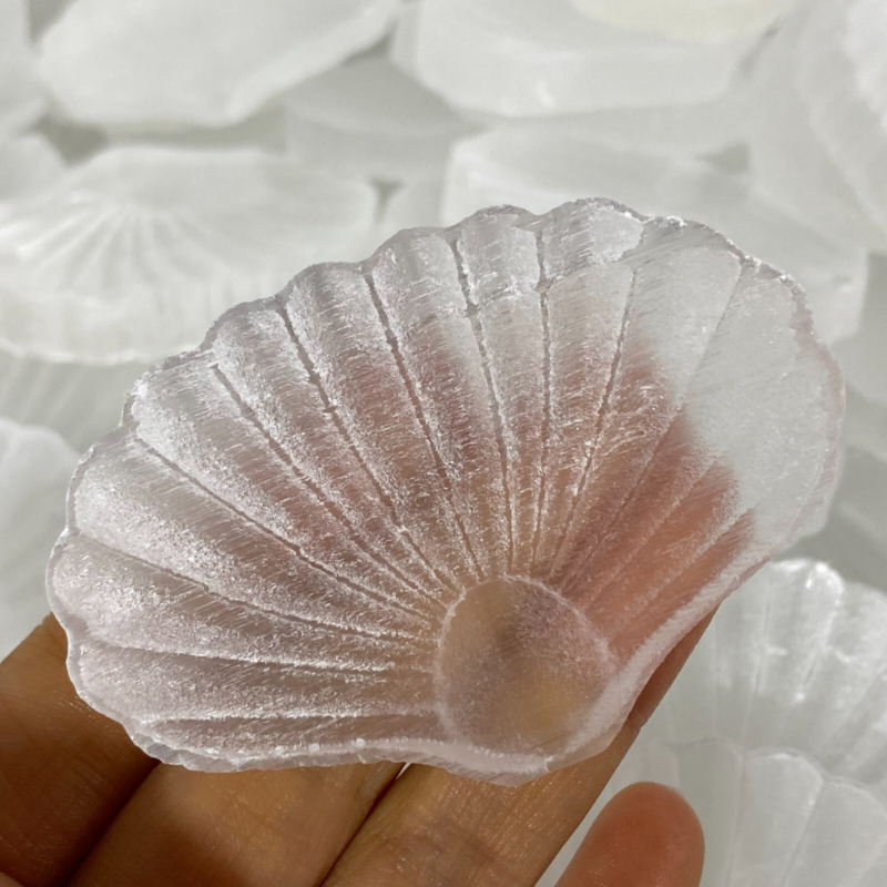Natural Gypsum Selenite shell  Hand Carved Quartz Crystal Reiki healing 1PC
