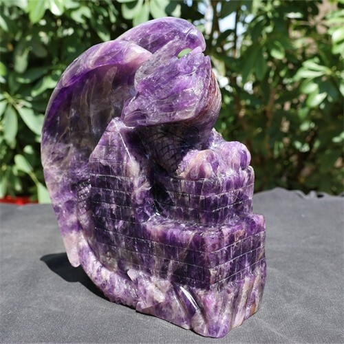 3.54kg Natural Dream Amethyst Dragon Castle Skull Carved Reiki Quartz Crystal Sk