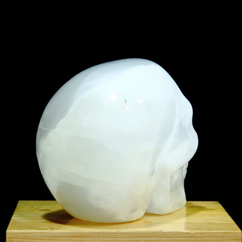 1606g Natural White Selenite Hand Carved Crystal Skull Quartz Meditation Medium