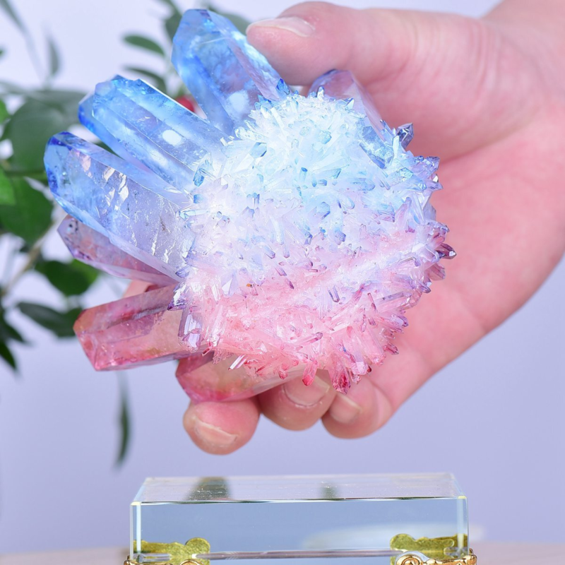 1.43LB Electroplated Color Crystal Cluster Crystal Mineral Reiki Healing