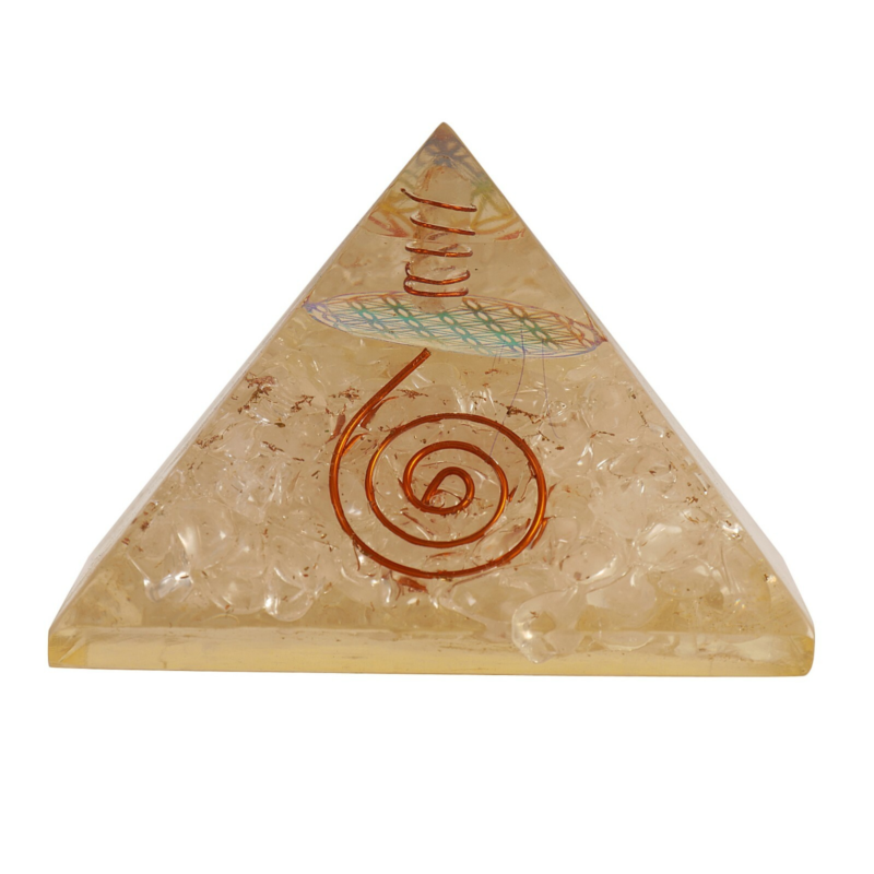 Clear Quartz Orgone Pyramid Flower of Life Gemstone Spiritual Free Shipping