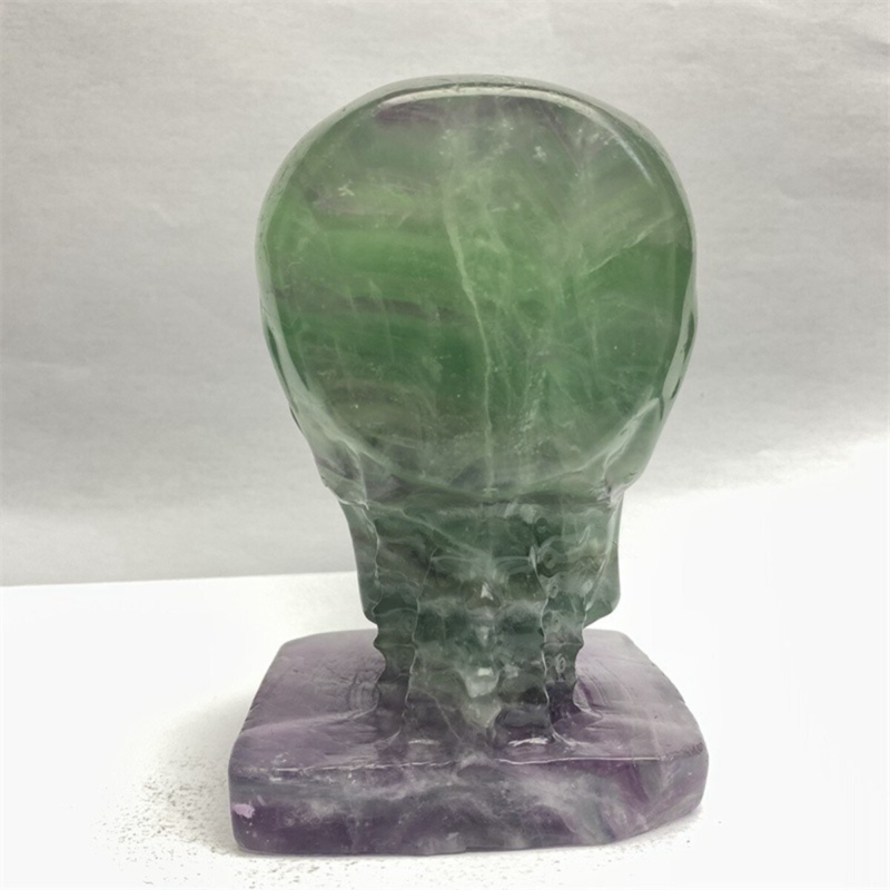 1330g Natural Beantiful Fluorite Quartz Skull Hand Carved Crystal Healing Skull