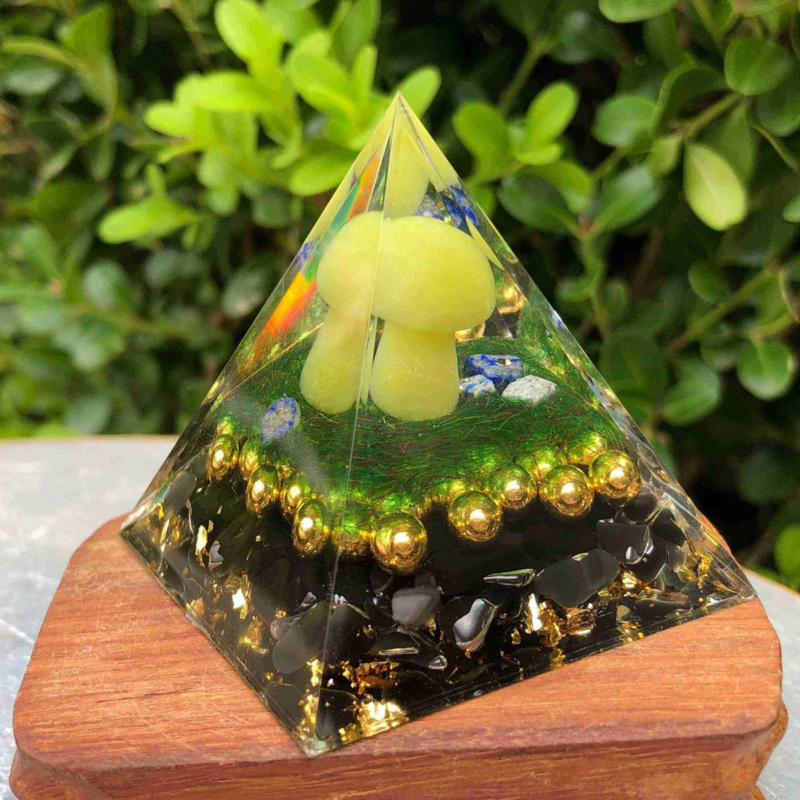5cmAogen Energy Natural Obsidian Gravel Mushroom Pyramid Healing Meditation