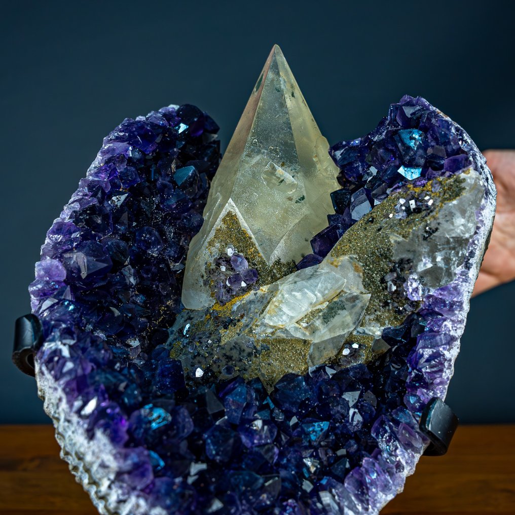 Amazing Deep Purple Amethyst Druse on stand, Uruguay- 3882.49 g