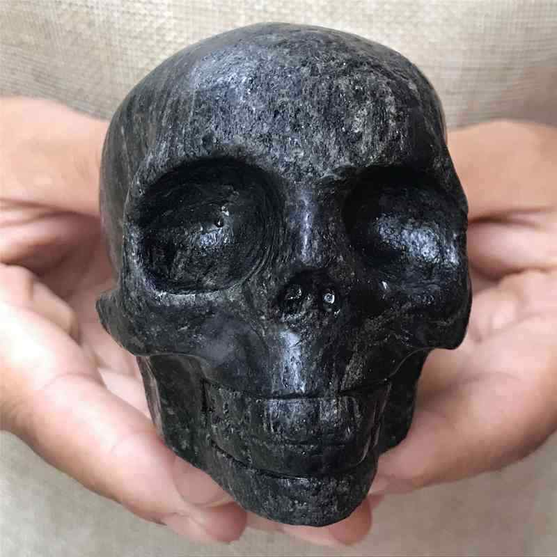 0.39kg Natural black jade quartz skull carved Quartz Crystal skull Healing