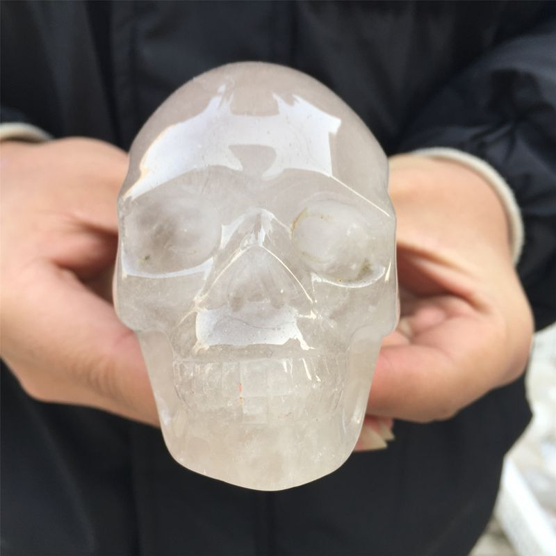 0.39kg Natural clear quartz skull carved Quartz Crystal skull Healing