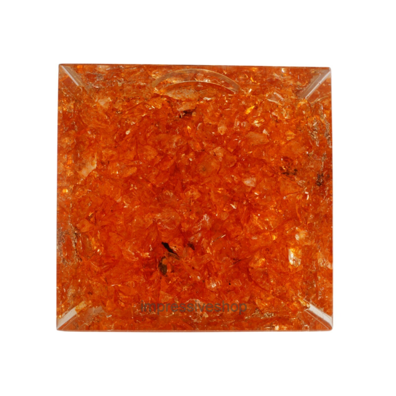 XL Selenite Orange Onyx Orgone Pyramid Gemstone Crystal Healing Free Shipping