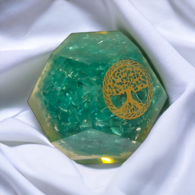 Apatite Orgonite Dodecahedron Crystal Tree Of Life Healing 40-45MM