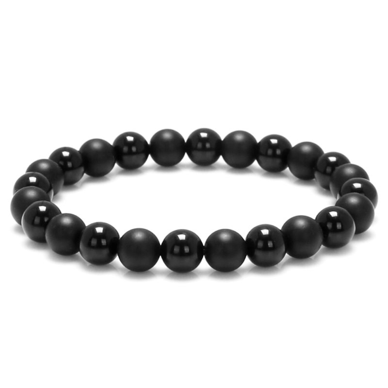 Mens Beads Necklace Black Onyx/Matte Gemstone Healing Stone Chakra Free Bracelet