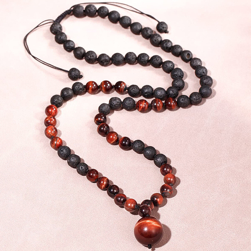 Natural Tiger Eye Stone Beads Necklaces Men Fashion Meditation Yoga Necklace