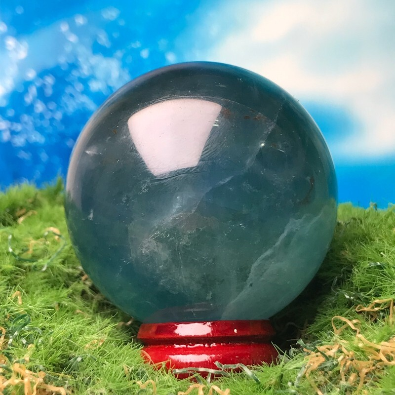 193G Natural Blue Fluorite Quartz Crystal Ball Sphere Polished Mineral Healing