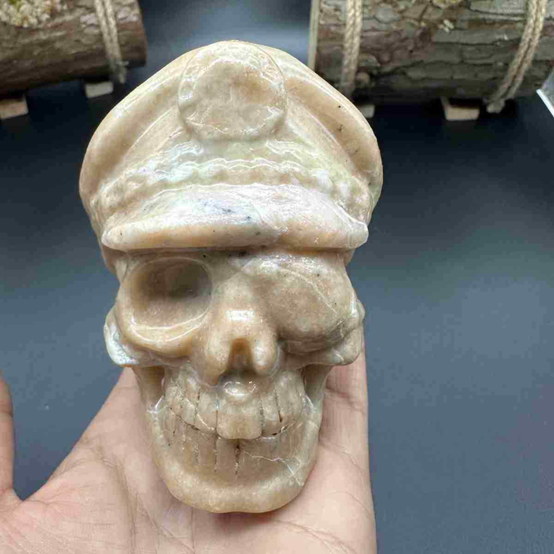 670g natural jade hand carved skull quartz crystal healing decor gift