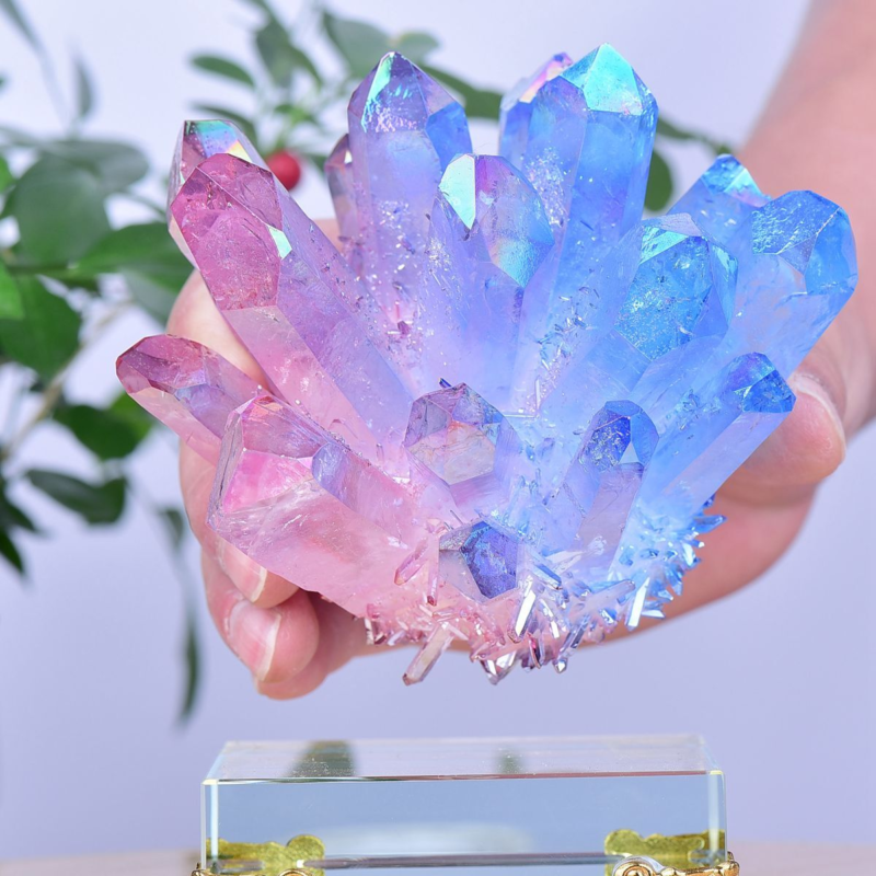 1.49LB Electroplated Color Crystal Cluster Crystal Mineral Reiki Healing