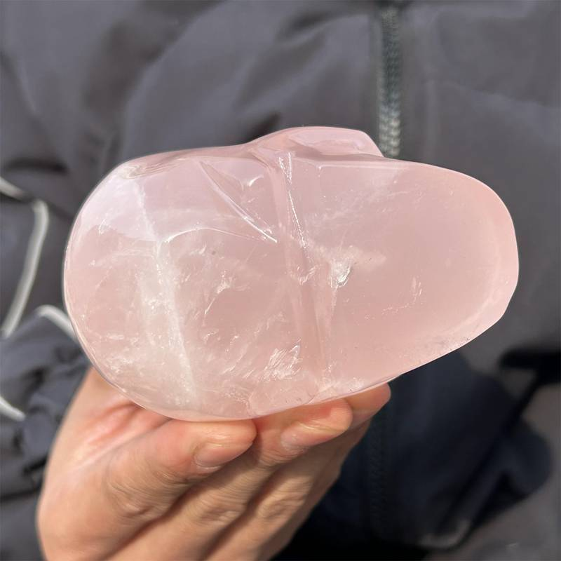 0.49kg Natural rose quartz skull carved Quartz Crystal skull Healing