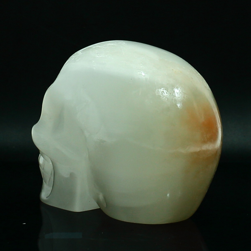 1070g Natural White Selenite Hand Carved Crystal Skull Quartz Meditation Medium