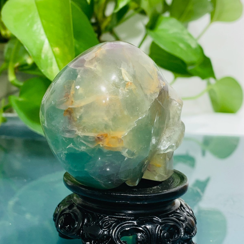 232g Natural Colourful Fluorite Hand Carved Crystal Skull Meditation Medium
