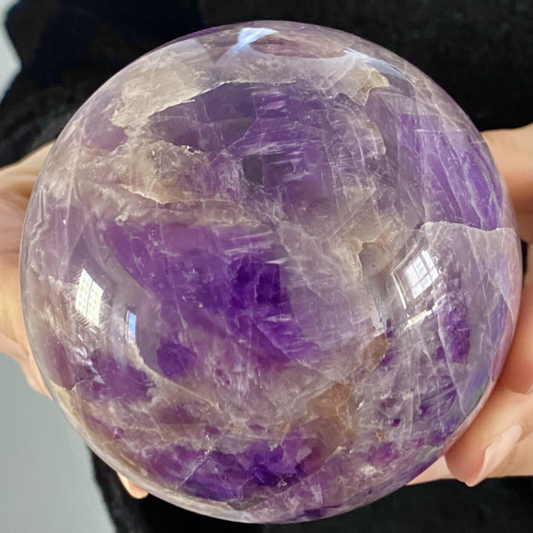 2.15LB Natural Dream Amethyst Sphere Polished Quartz Crystal Reiki Aura Healing