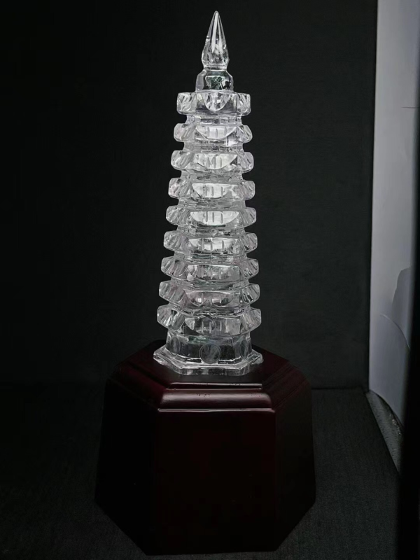 1.8LB Natural clear White pyramid Quartz point Crystal Reiki Healing+stand