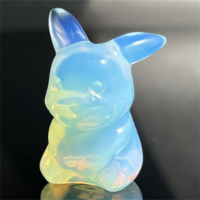 1.5" Natural quartz carved Pikachu skull Quartz crystal skull reiki healing