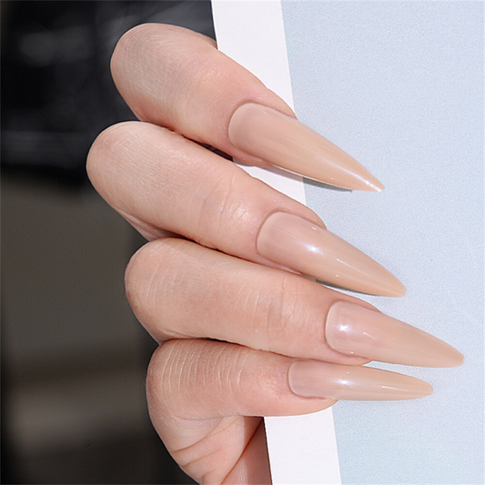 Glossy Nude Color Fake Nail Long Stiletto Press on Nails for Nail Art 24pcs