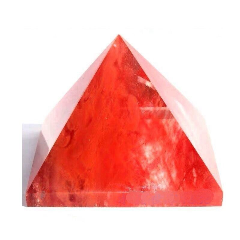 Natural Red Smelting Gemstone Pyramid Energy Quartz Crystal Tower Gem Healing