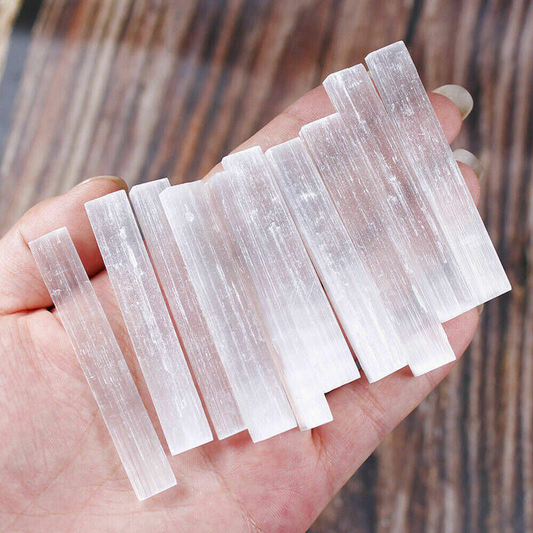 3pc Natural White Gypsum Wand Quartz Crystal Selenite Stick Mineral Healing