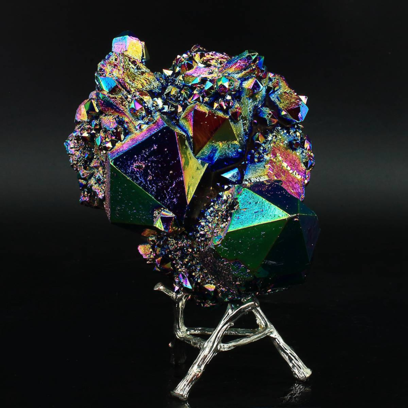 610g Colourful Crystal Cluster Quartz Mineral Specimen Decoration Electroplate