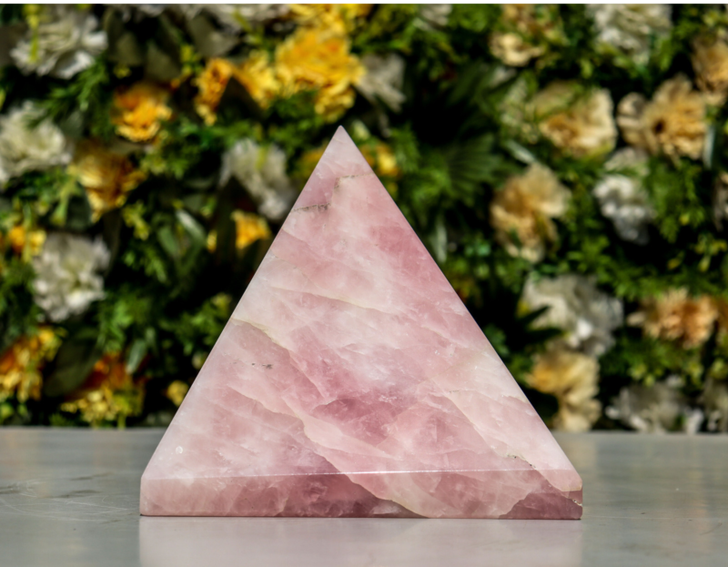 165MM Pink Rose Quartz Crystal Pyramid Aura Healing Chakra Energy Gemstone Point