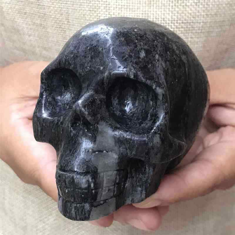 0.57kg Natural black jade quartz skull carved Quartz Crystal skull Healing