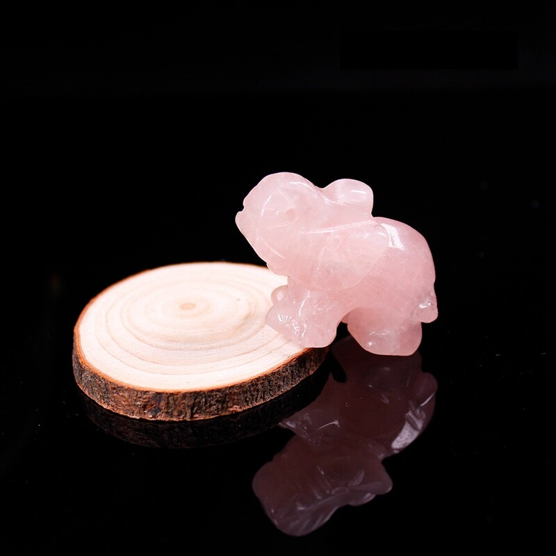 Natural Quartz Crystal Skull Carved Elephant Healing Gemstone Animal Sculpture