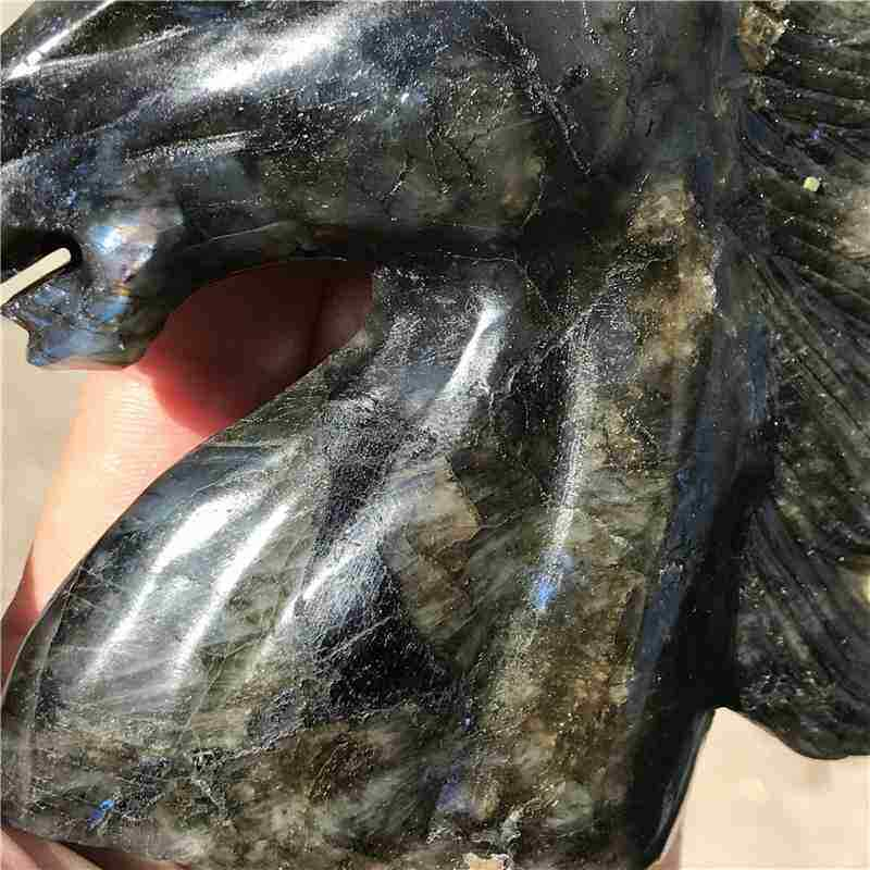 0.42kg Natural Labradorite unicorn carved Quartz Crystal skull Healing
