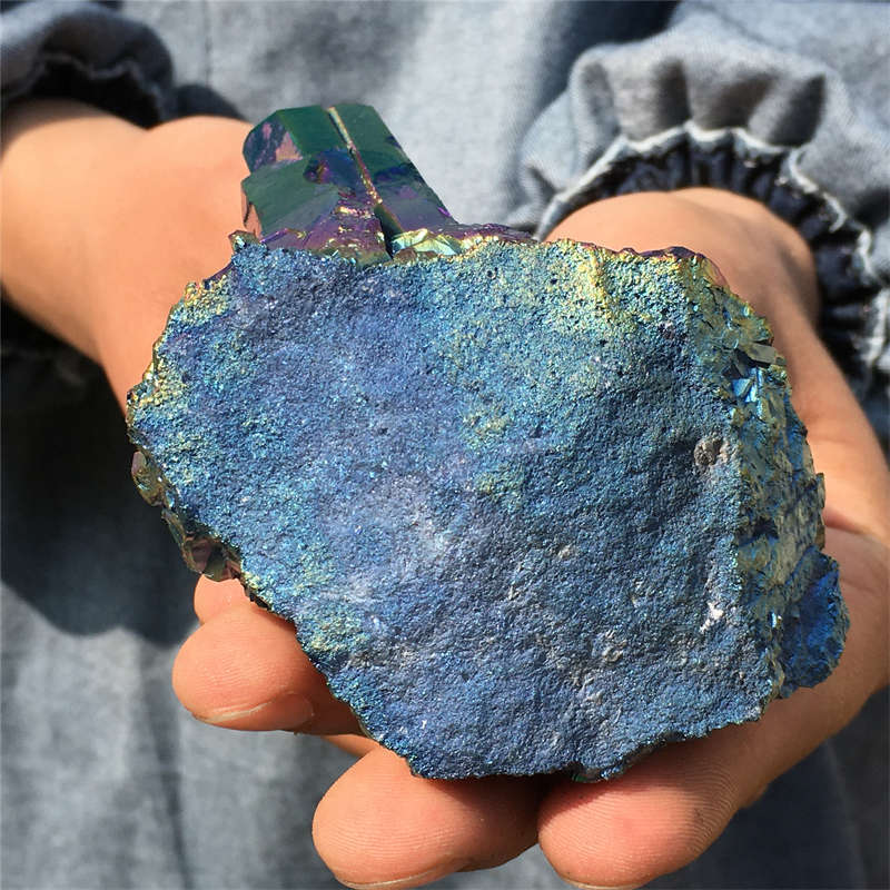 310g Electroplate Rainbow cluster quartz crystal mineral specimen reiki healing