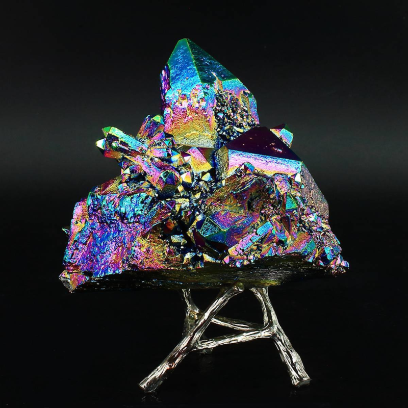 610g Colourful Crystal Cluster Quartz Mineral Specimen Decoration Electroplate